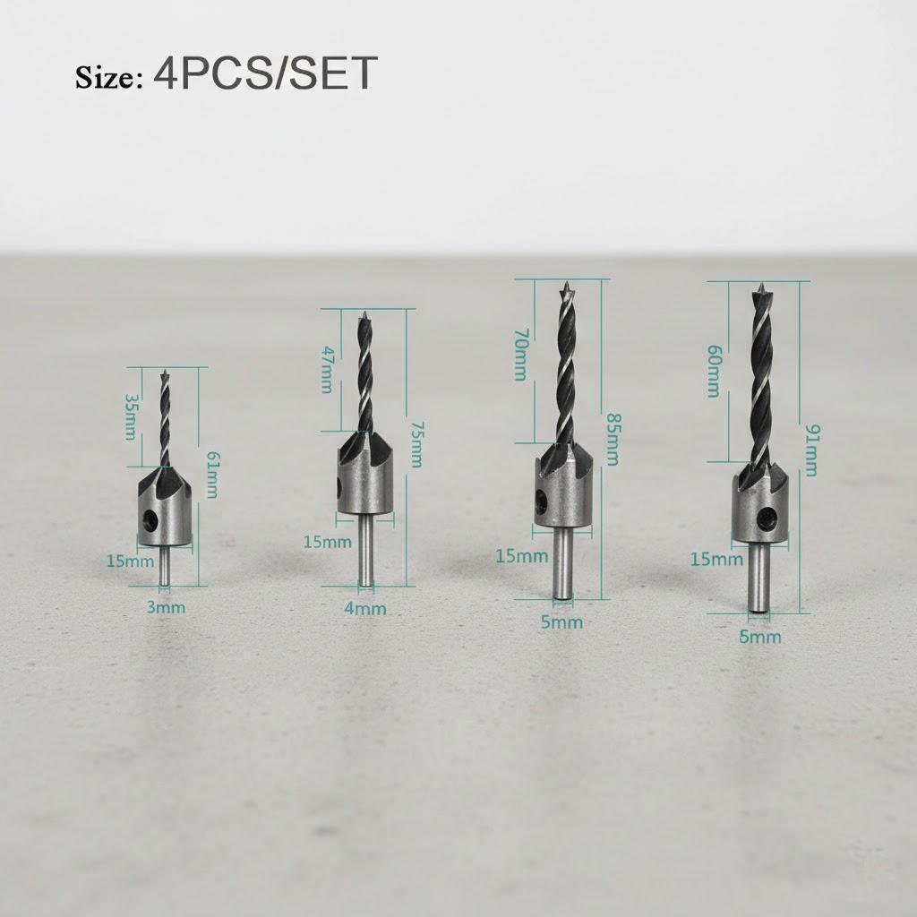 

4Pcs 7Pcs Woodworking Chamfering Tool Hole Enlarging Drill Guide High Speed Steel Drill Bit Countersunk Drill for Woodworking