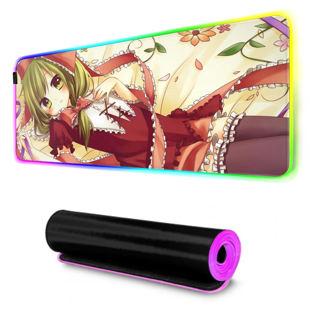 Hina Touhou Mouse Pad RGB Gaming Mousepad Big LED Pad PC Desk Mat Luminous Mouse Pad Large Keyboard Mats Table Rug With Backlit