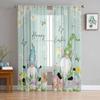 Easter Spring Colored Egg Bunny Sheer Tulle Window Curtains For Living Room Bedroom Kitchen Veiling Curtain Home Decoration
