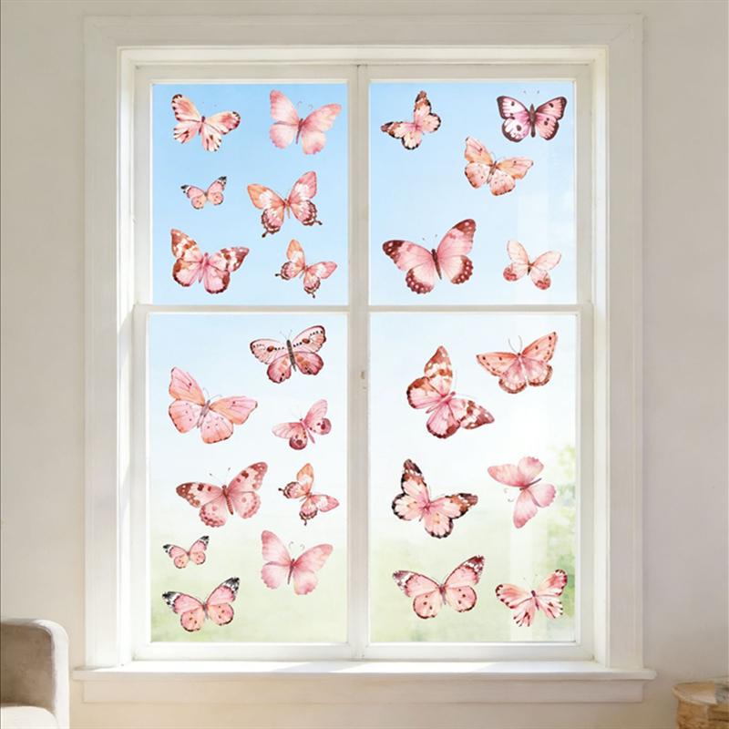 Vivid Watercolor Butterfly Vinyl Window Decals 2-Way Views Electrostatic Glass Stickers For Living Room Bedroom Home Decoration