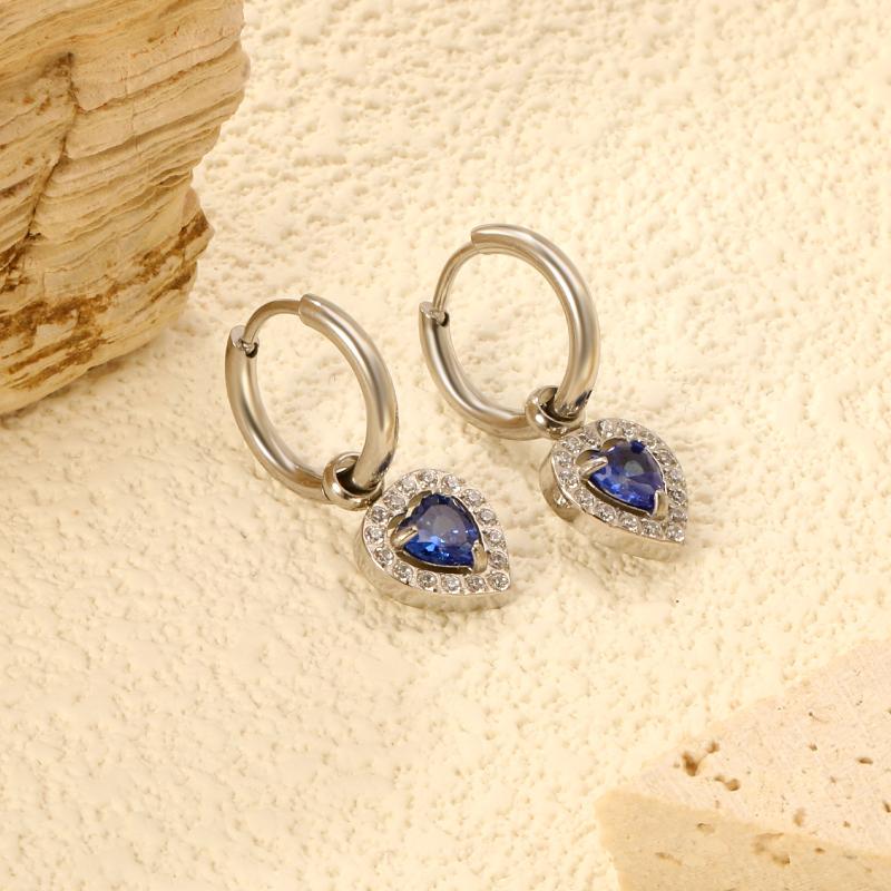 Clearly Colored Cubic Zirconia Drop Earrings For Woman Dancing Party Accessories Luxury Shiny Zircon Geometric Clip