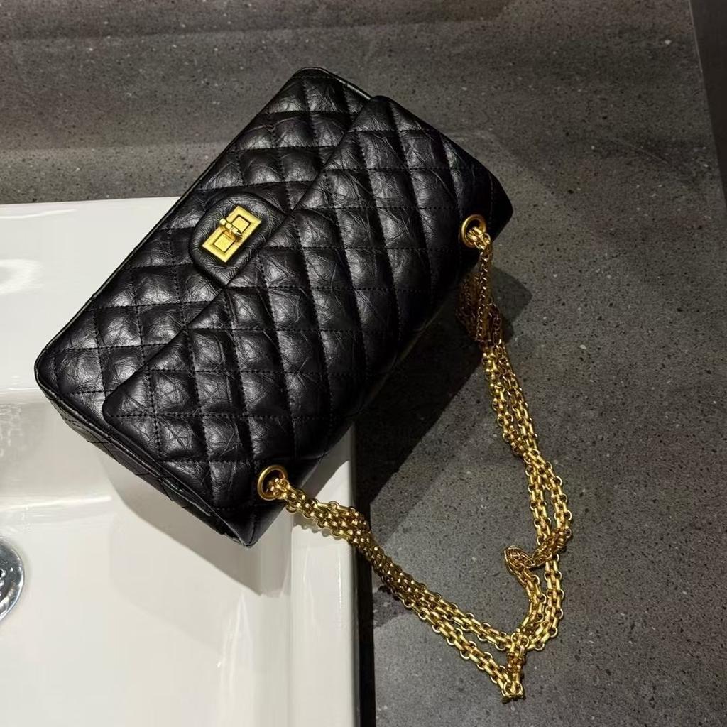 Palm Pattern Rhombus Chain Bag, First Layer Cowhide Shoulder Women's Bag, High-end Leather Messenger Small Square Bag