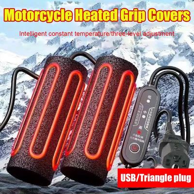 Motorcycle Heated Grips Handlebars Cover 3 Gear Adjustable USB Electric Handlebar Heater Hot Grip Hand Warmer For Outdoor Riding