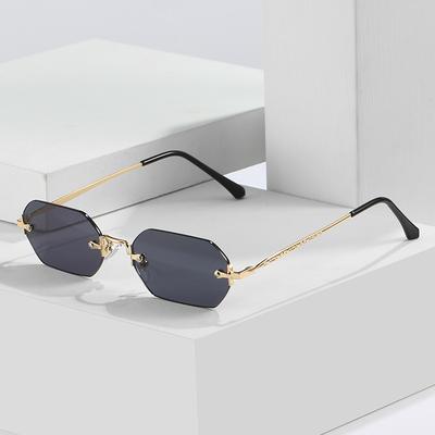 Moda Vintage Quadrados Sem Aro Óculos de Sol Mulheres Homens Marca de Luxo Designer Popular Viagem Armação Pequena Óculos de Sol Senhoras Sexy