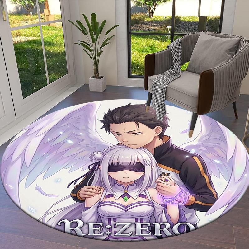 Re Zero Round Area Rug Carpet Rug For Living Room Bedroom Sofa Playroom Decor Nonslip Floor Mat