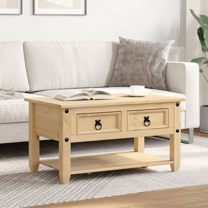 VidaXL Table basse avec tiroirs Corona 85x50x45 cm bois de pin massif, table d'appoint, table de salon, table d'accent, bout 4002772