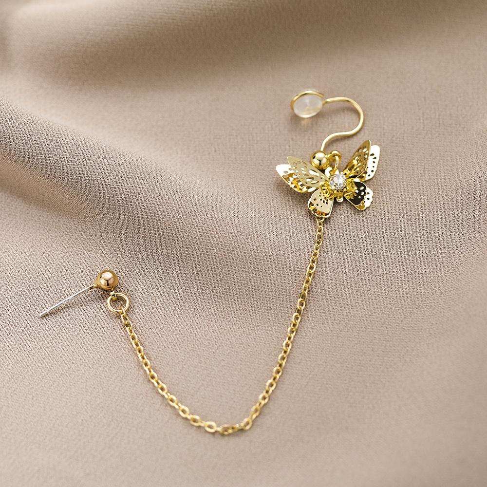 Boucles d'oreilles pour femmes en forme de papillon 2023 Simples Longues à pampilles Douces Brillantes Tendance Boucles d'oreilles pendantes