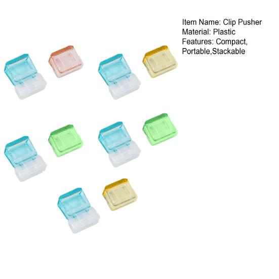 Yousheng 10Pcs Transparent Paper Clip Pusher Reusable File Clips for Students Office No-Punch Binding Document