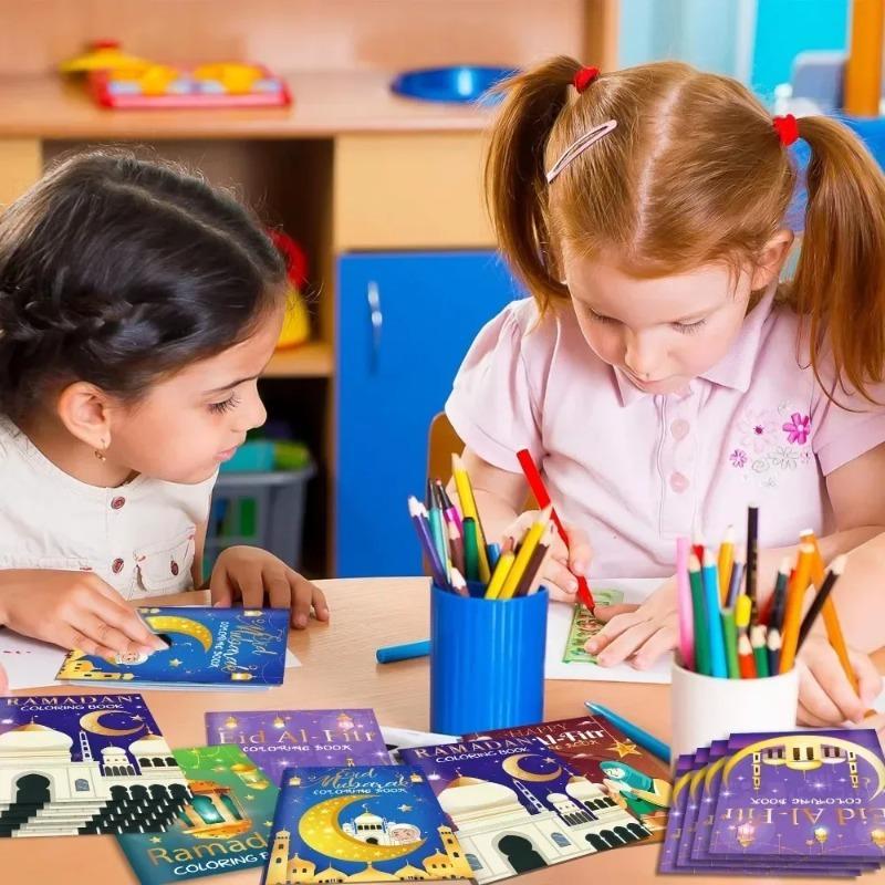 1-4Set Ramadan Coloring Book Gold Moon Fillers DIY Painting Drawing Book for Children Graffiti Book for Party Supplies and Gifts