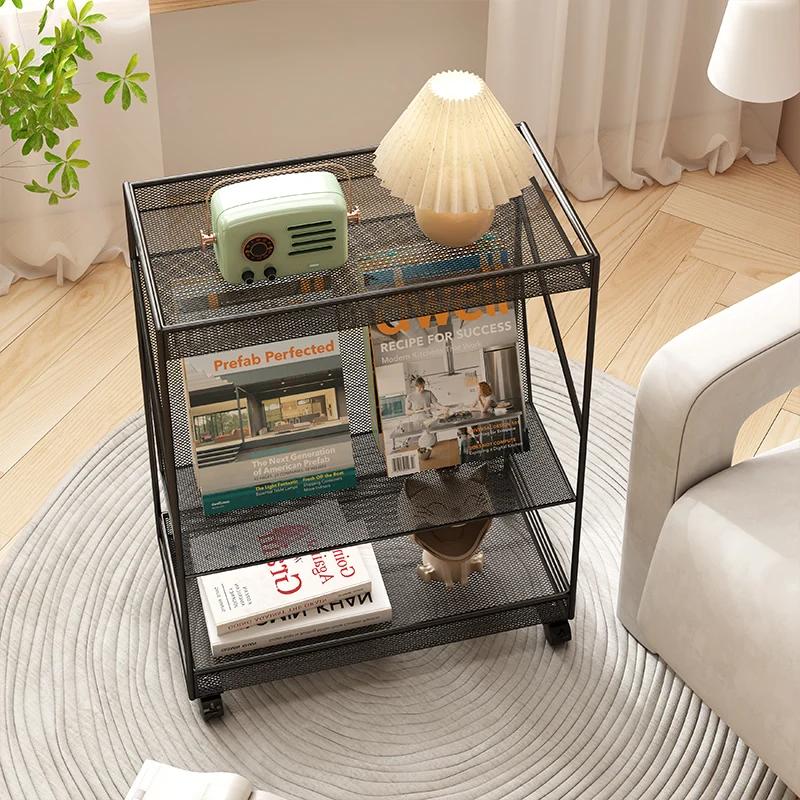 NEW 2025 Simple Modern Coffee Table Multifunctional Side Table with Mobile Bedside Table Design Iron Art Baking Paint Finish