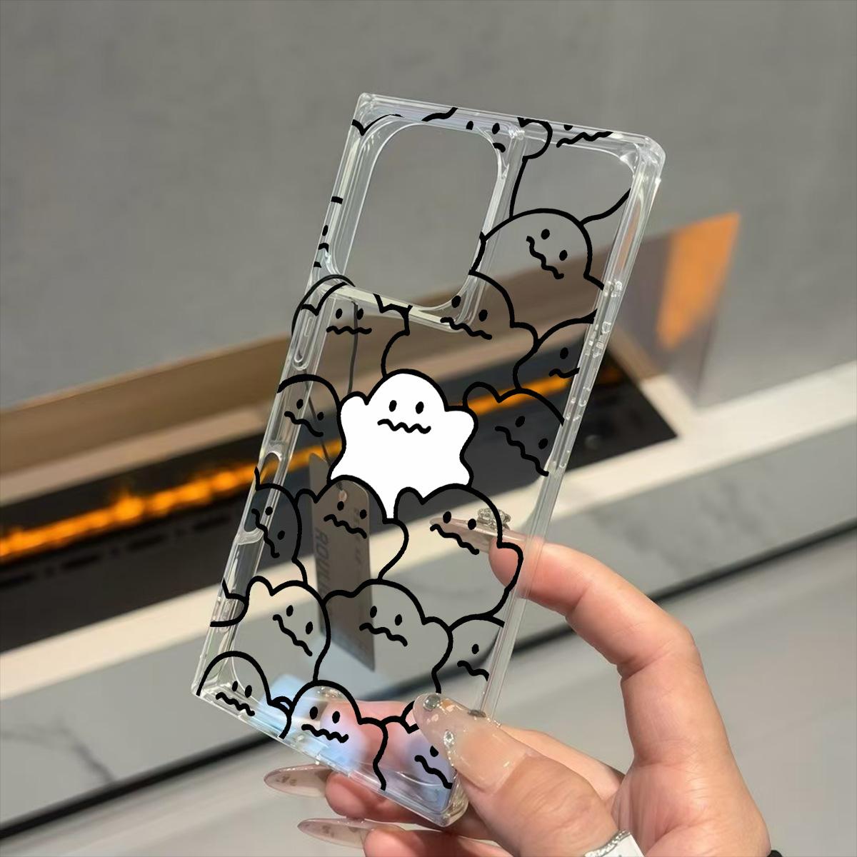 

Transparent Square Back Tube Case Casing Protection For iPhone 11 16 ProMax 13 15 Plus 12 14 Pro Max Anti-Oxygen,Stacked Ghosts Pattern iphone 11 ProMax