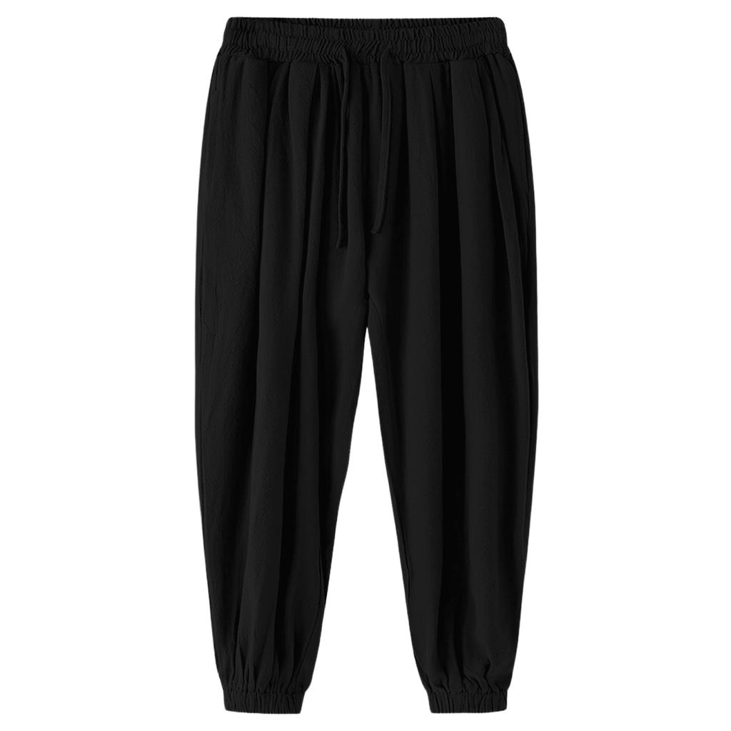 Linen Pants Men Drawstring Waist Relaxed Fit Mens Linen Pants Casual Lightweight Mens Beach Pants Comfortable Men Linen Pants for Daily Wear
