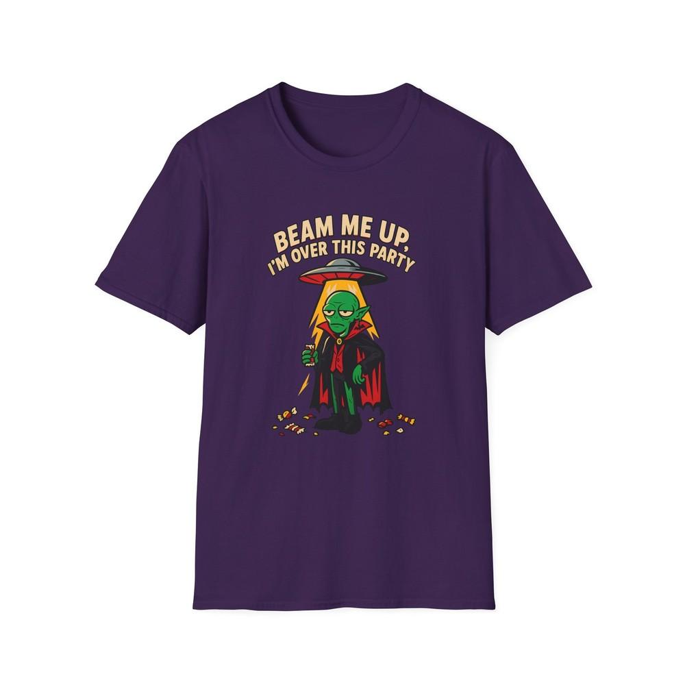 

Unisex Softstyle T-Shirt Beam Me Up I’m Over This Party Alien Vampire Halloween 2XL