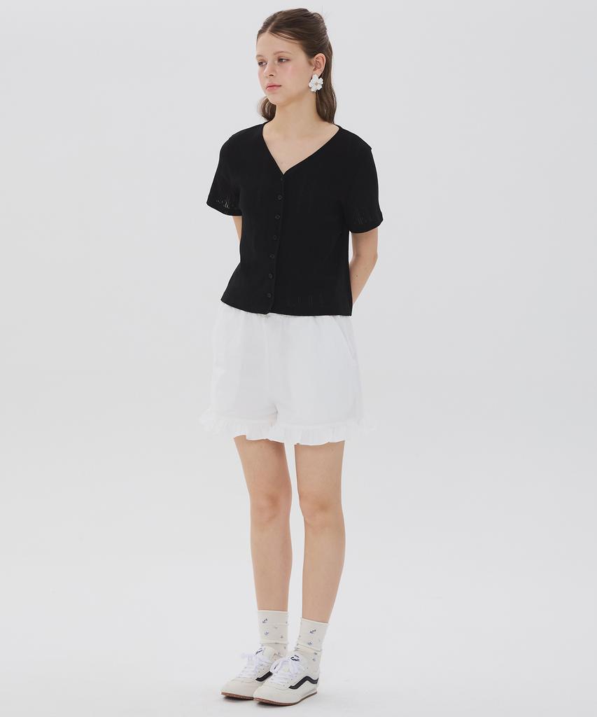 Nyuluki Frill Banded Shorts _Ivory