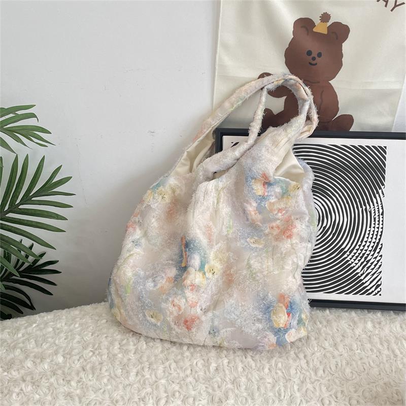 

Cute Lace Fairy Flower Handbag Tote Canvas Bag Large Capacity Travel Portable Sundries Storage Bag Girl Sweet Shoulder Bag Gifts