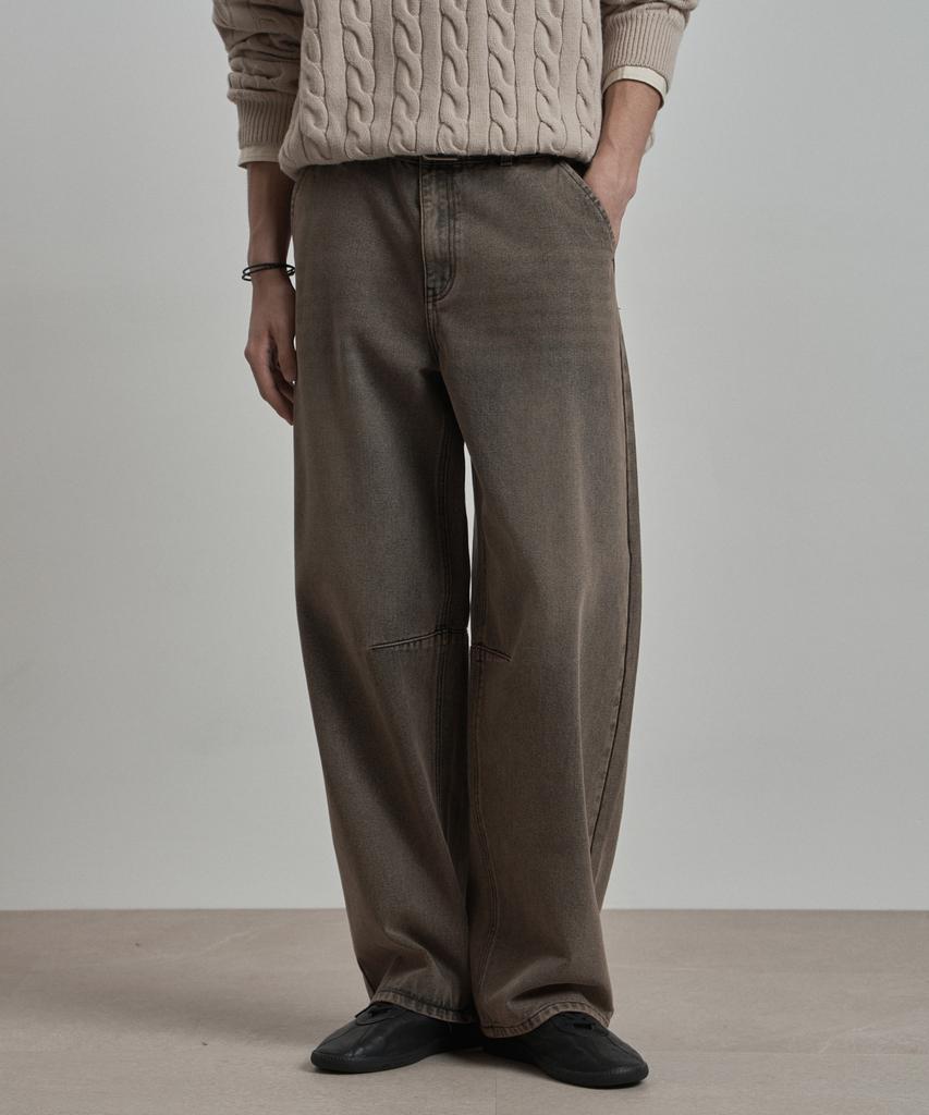 WORK ON BODY OFF Ez Semi-Wide Curved Denim Pants [Sand]