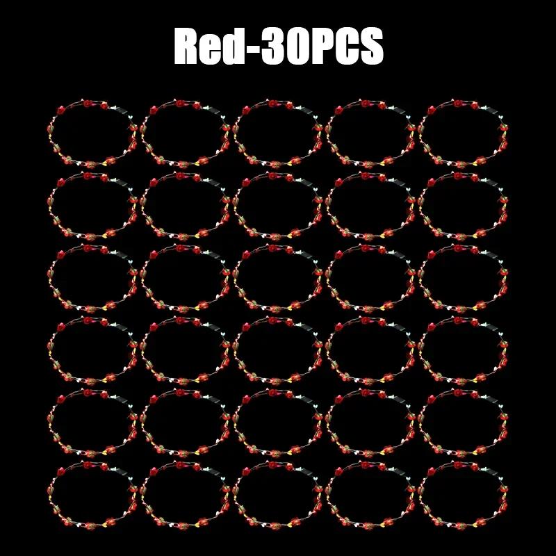 60 Adet Çiçek Çelenk Parlayan 10 LED'li Başlık Çelenk Taç Çiçekli Saç Bandı Parlayan Çelenk Düğün Partisi Noel Çelengi İçin