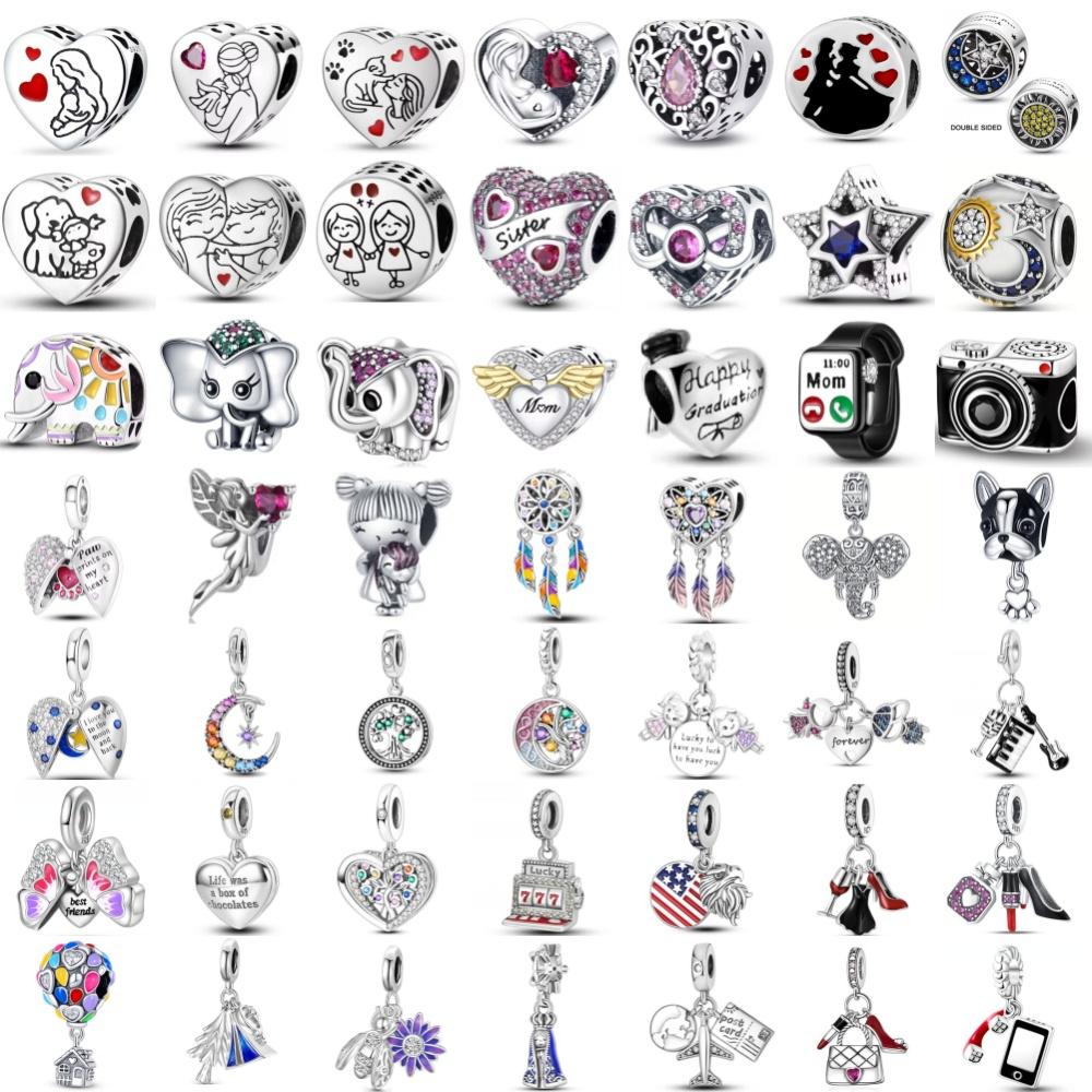 New 925 Silver, Elephant, Camera Beads, Lipstick, High Heels Pendant, Original Bracelet, DIY Accessories, Exquisite Jewelry