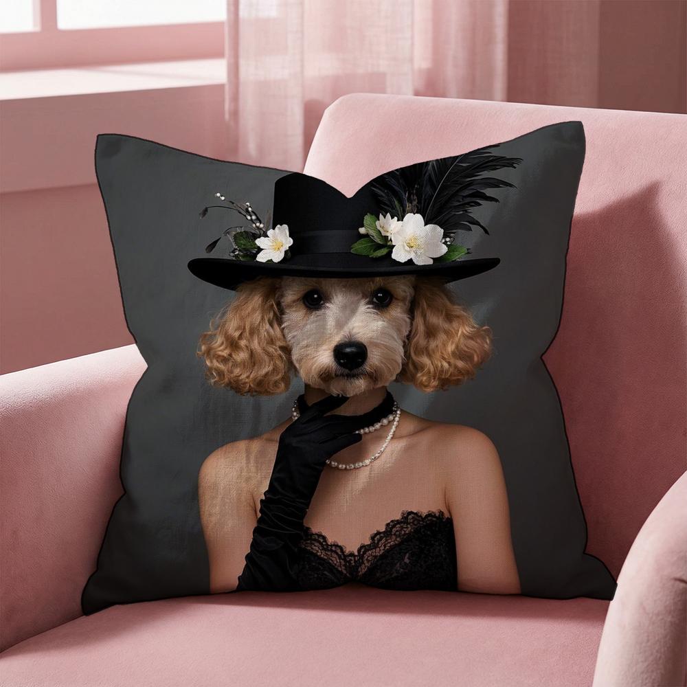 Poodle Dog Cushion Cover Multi-Scene Pillow Cover for Home & Car - Reversible, Soft & Durable for Daily Use