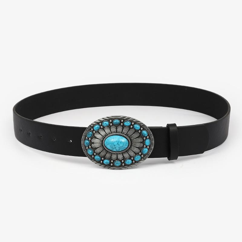 12 Vintage Court Gem Inlaid Women'S Wide Belt Decorative Clothing Antique Women'S Belt