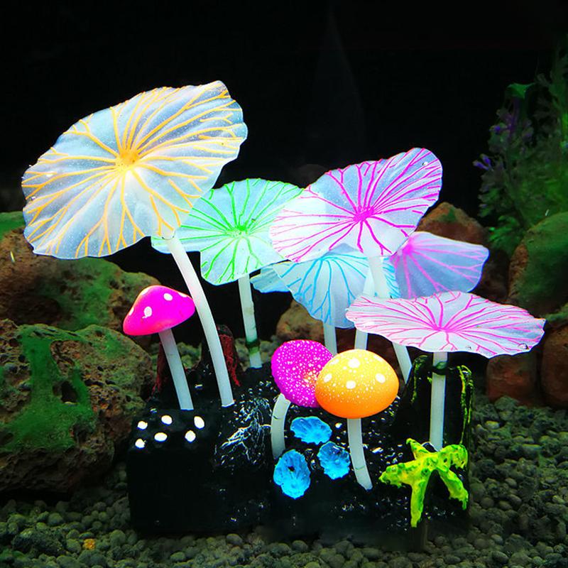 Silicone Simulated Artificial Plant Decoration Fluorescent Aquarium With Sucker