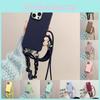 For 16 Iphone Plus Wrist Strap Solid Color Crossbody Accessories Case Phone