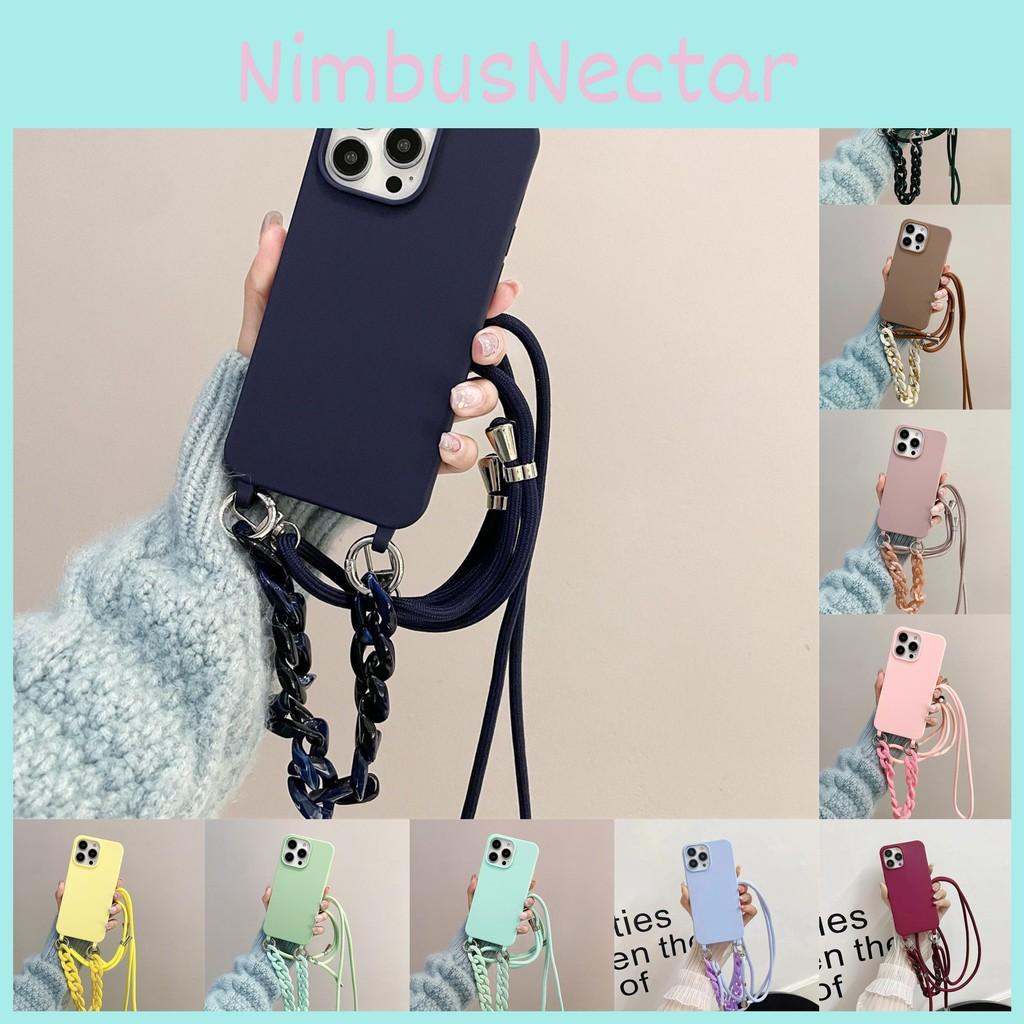 For 16 Iphone Plus Wrist Strap Solid Color Crossbody Accessories Case Phone