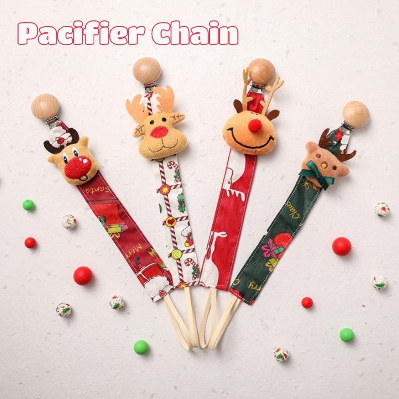 Handmade Baby Pacifier Clip Chain Cotton Cartoon Style Pacifier Holder Dummy Clips Baby Christmas Gift