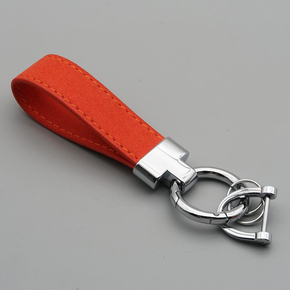 Laser Custom Logo Keyring Box Set Gift Personalized Name Number T Buckle Suede Leather Keychain Bag Car Key Chain Men’s Women‘s