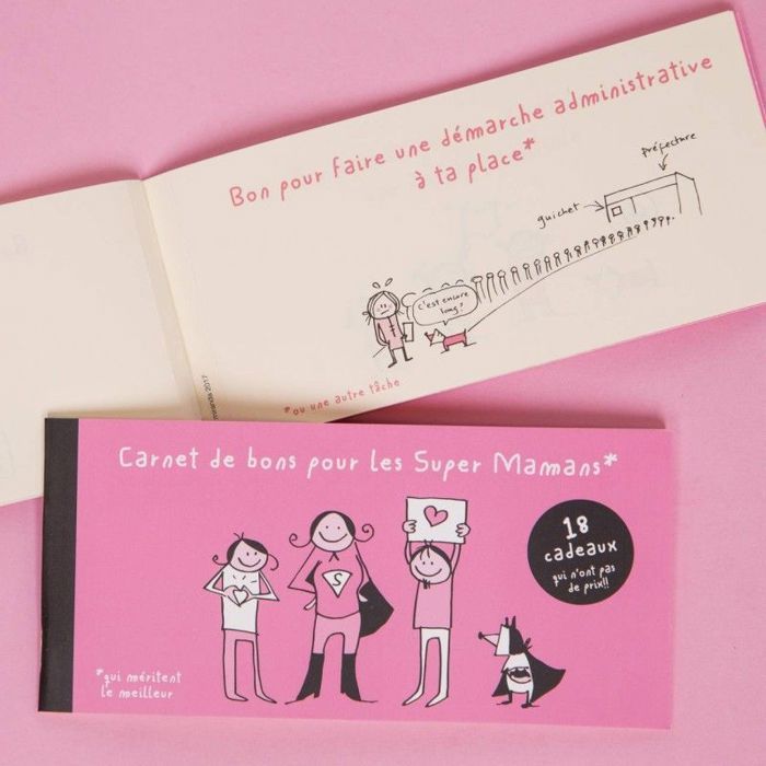 Carnet de bons - Super Maman - 18 bons - Multicolore - Papier (18 x 8,5 cm)