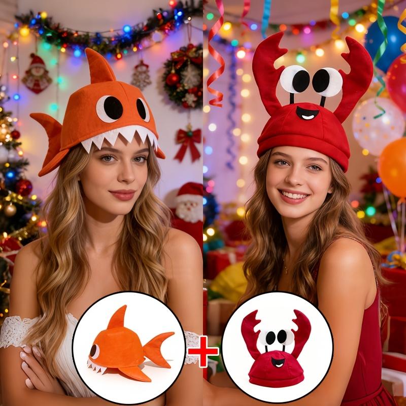 2Pcs Shark Hat + Lobster Hat - Fun And Cute Party Hats Suitable For Halloween Christmas Easter. A Headpiece That Adds Atmosphere To Parties And