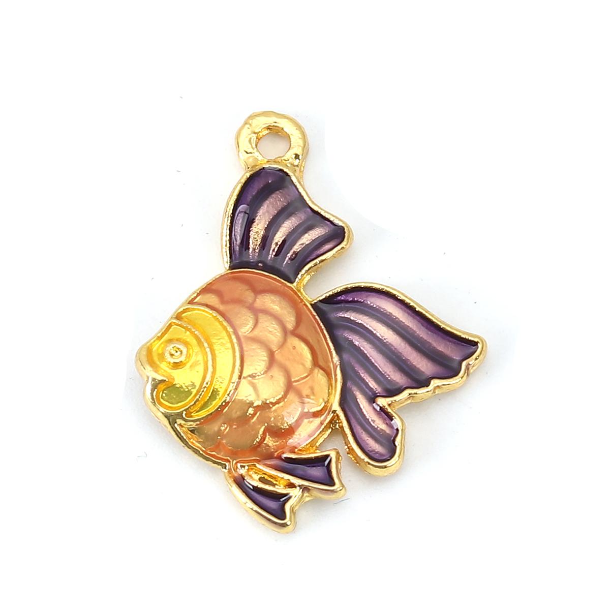 

5PCs Ocean Jewelry Charms Fish Animal Enamel Pendants for DIY Necklace Bracelet Jewelry Making 23mm x18mm фіолетовий