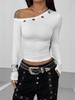 Asymmetrical Hollow-Out One-Shoulder Long-Sleeved Top for Women's Nightclub Fashion
