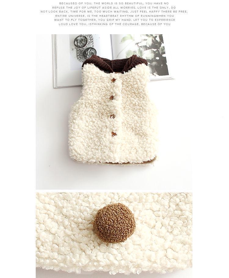 Thickened Cute Lambswool Vest for Infants, Unisex, Ages 1-3, Perfect for Autumn and Winter.