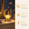 Hollowed Out Iron Art Desk Light LED Crescent Design Moon Lamp  Eid Festive Display