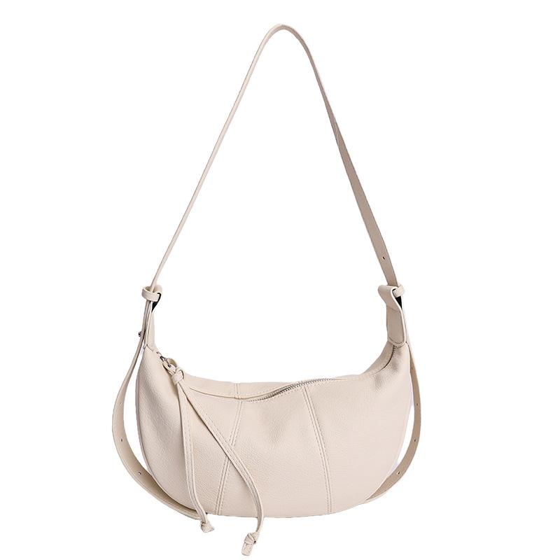 Minimalist Crossbody Bag for Women Soft Leather Shoulder Bag Zip Closure Trendy Hobo Style Handbag