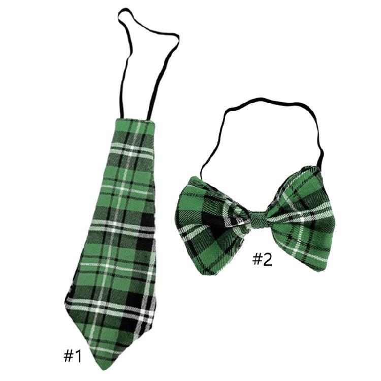 Festival Patrick's Day Green Plaids Checkered Neck Tie Pre Tied Bowtie for Irish Holiday Festival Cosplay Party Neckwear