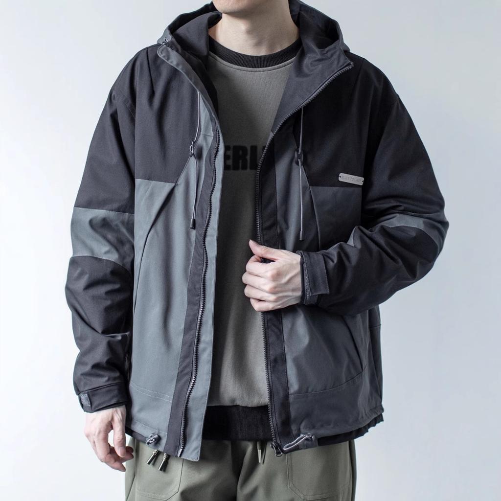 Spring and Autumn New Japanese-style Retro Color Matching Trench Coat Men's Loose Casual Tooling Outdoor Windproof Jacket Top