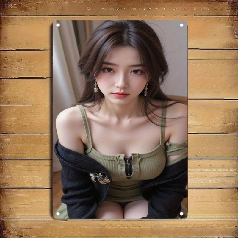 D Floral Metal Sign Elegant Woman Portrait Wall Art Durable Iron for Home Office Cafe Bedroom Decor Christmas Gift Vint