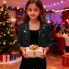 Children's -Printed Long-Sleeve Shawl-Collar Cardigan Dress Casual Short Jacket