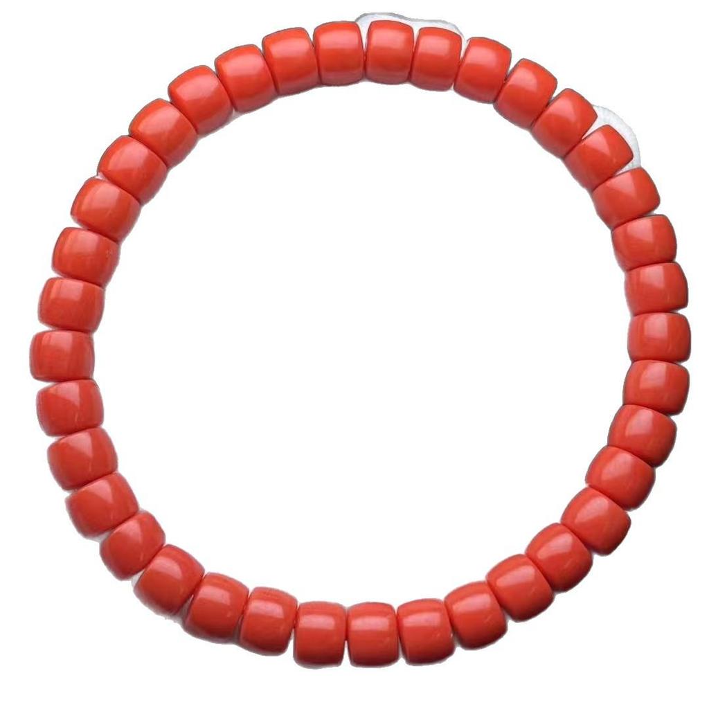 Solid Color Imitation Coral Bead Bracelet - Fashionable Single Circle for Girls
