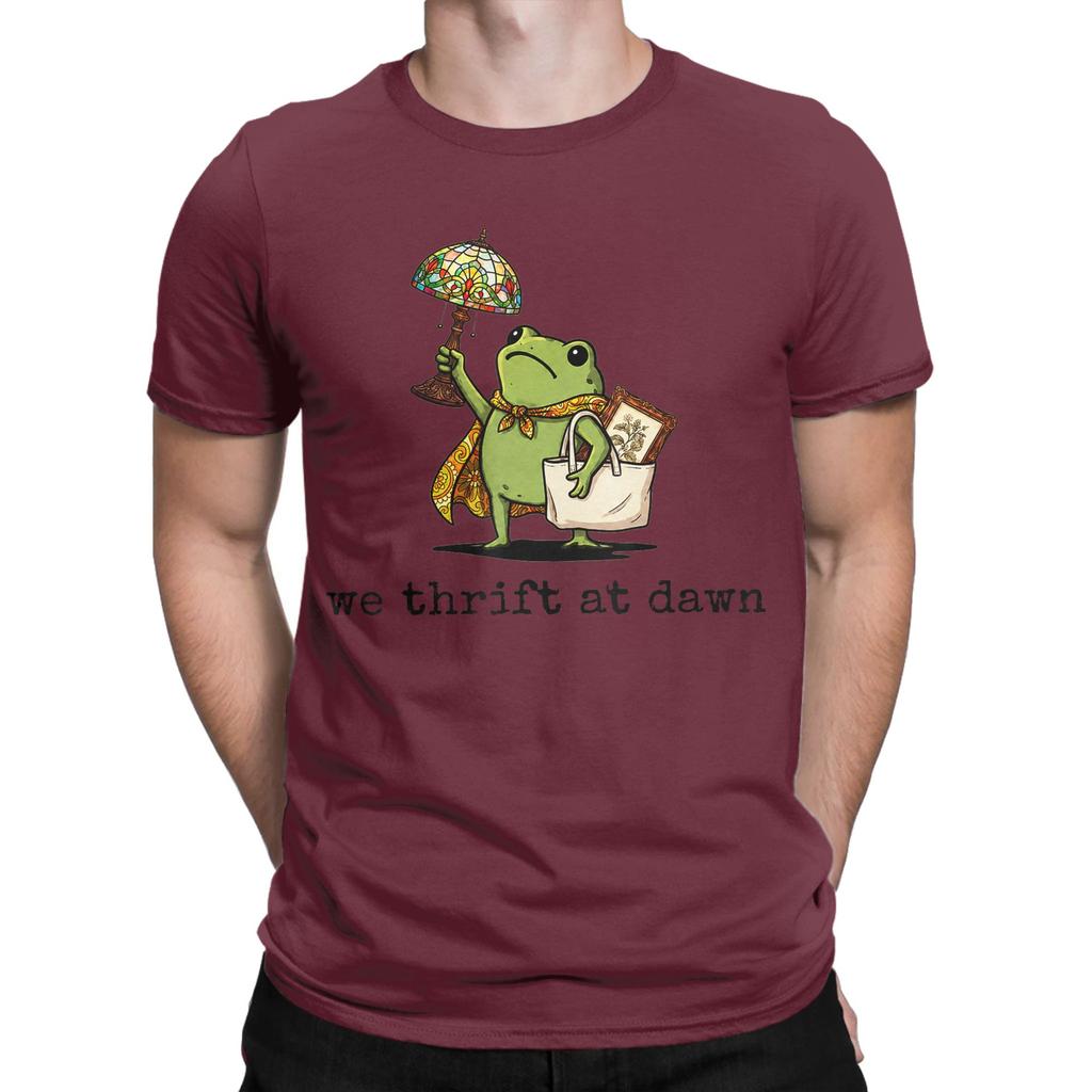 Unisex Tshirts We Thrift At Dawn Thrifting Frog Lover Novelty Cotton Tee Shirt Short Sleeve T Shirts Round Collar Tops Summer