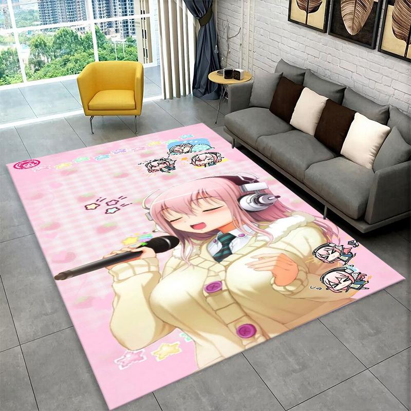 Cute Girl Super Sonico Cartoon Non-Slip Area Rug for Living Room,Bedroom,Playroom,Soft Carpet Floor Mat Home Decor Rug Kids Room