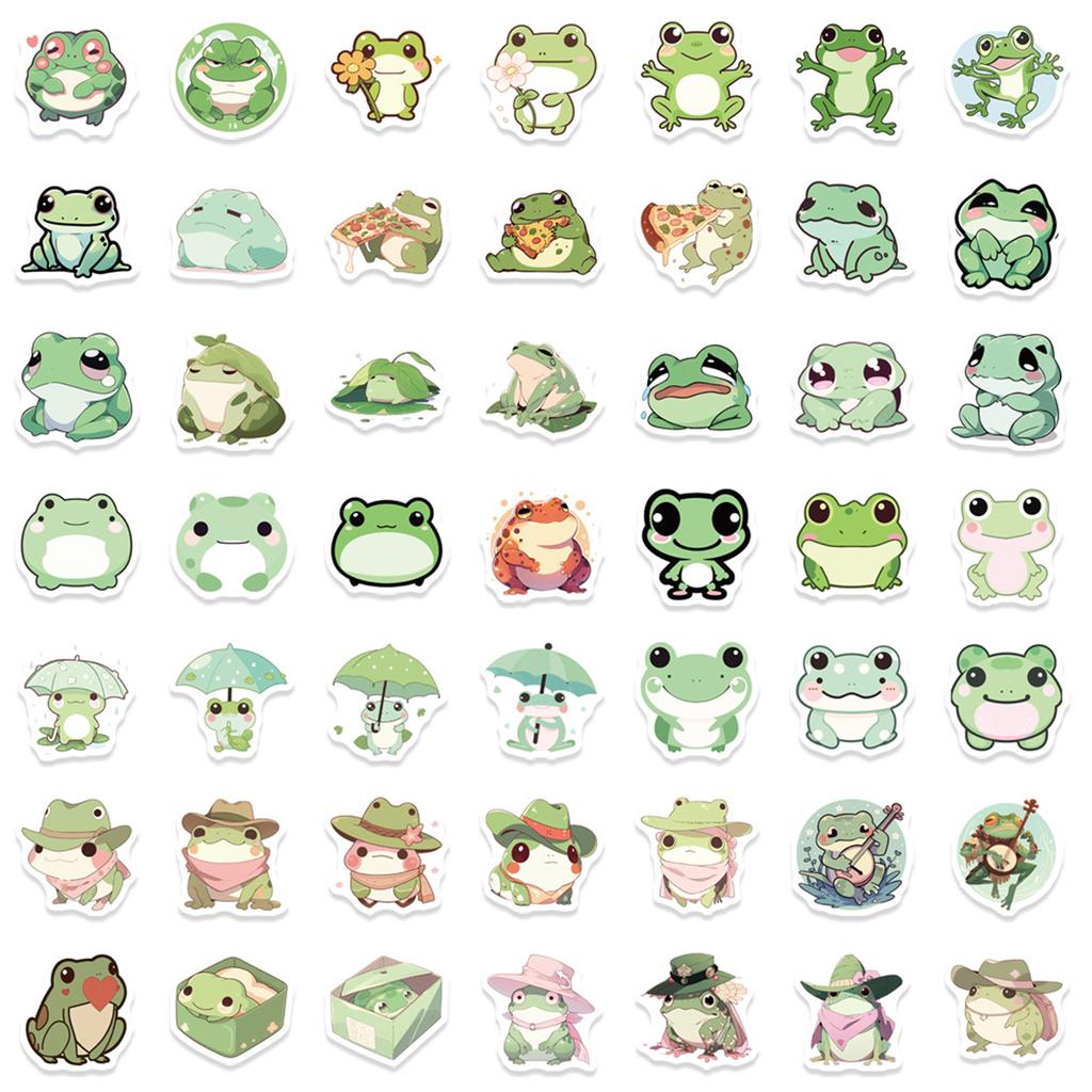 100 Stück Frosch-Sticker Cartoon Tier-Sticker für Journal Planer Stiftemäppchen Kinder-Sticker zur Belohnung Scrapbooking