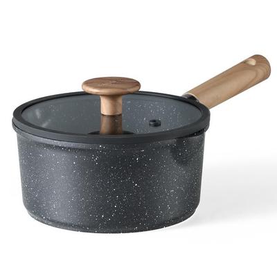 CAROTE Pot 18cm with Lid Compatible with IH Gas Fires PFOA and PFOS Free Beauty and Functionality Marble Coating Easy To Clean Single Pot Fried and