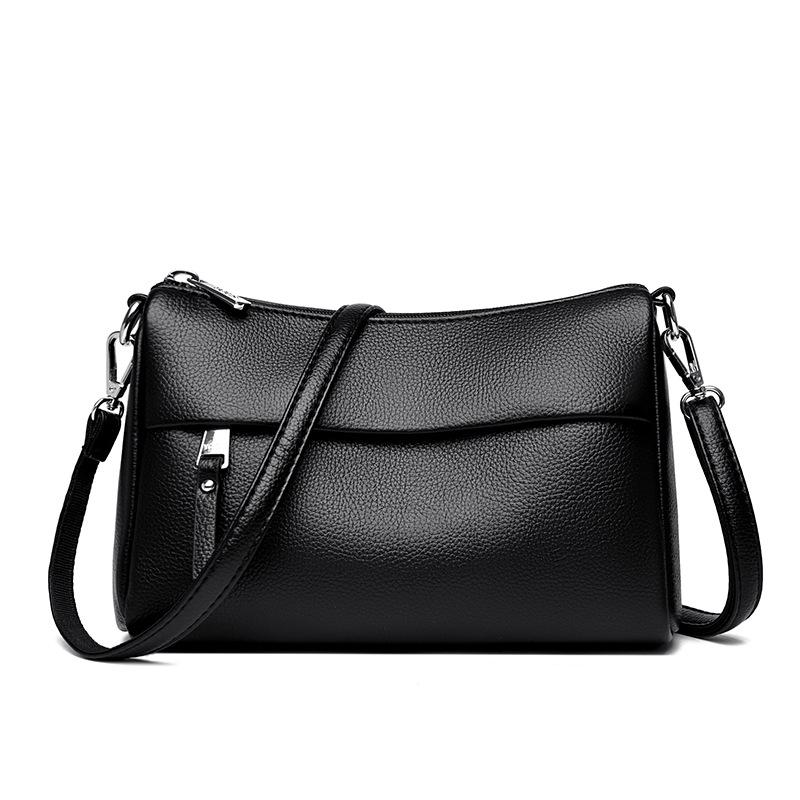 

Women s bag new soft leather mother bag messenger bag women s atmospheric shoulder messenger bag handbag чёрный