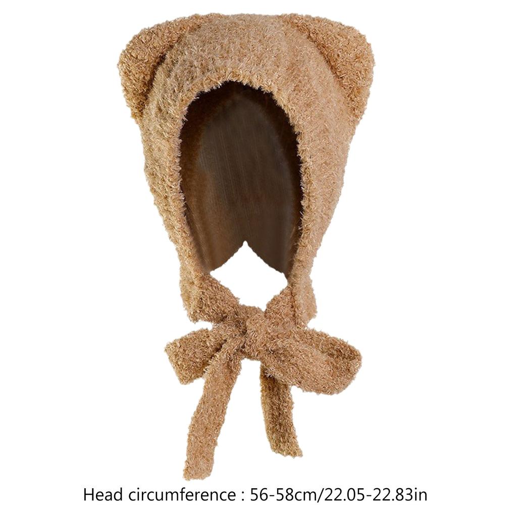 Bear Ear Beanie Cap Knit Ear Muff Hat for Girls Y2K Women Windproof Ear Flap Skull Hat for Outdoor Activity Casual Hat