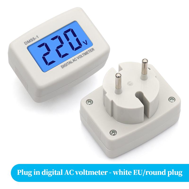 1/5/10PCS Digital Voltmeter EU USA Style Plug Real Time Monitoring of Voltage LCD Display Voltmeter AC100-300V Range DM55-1