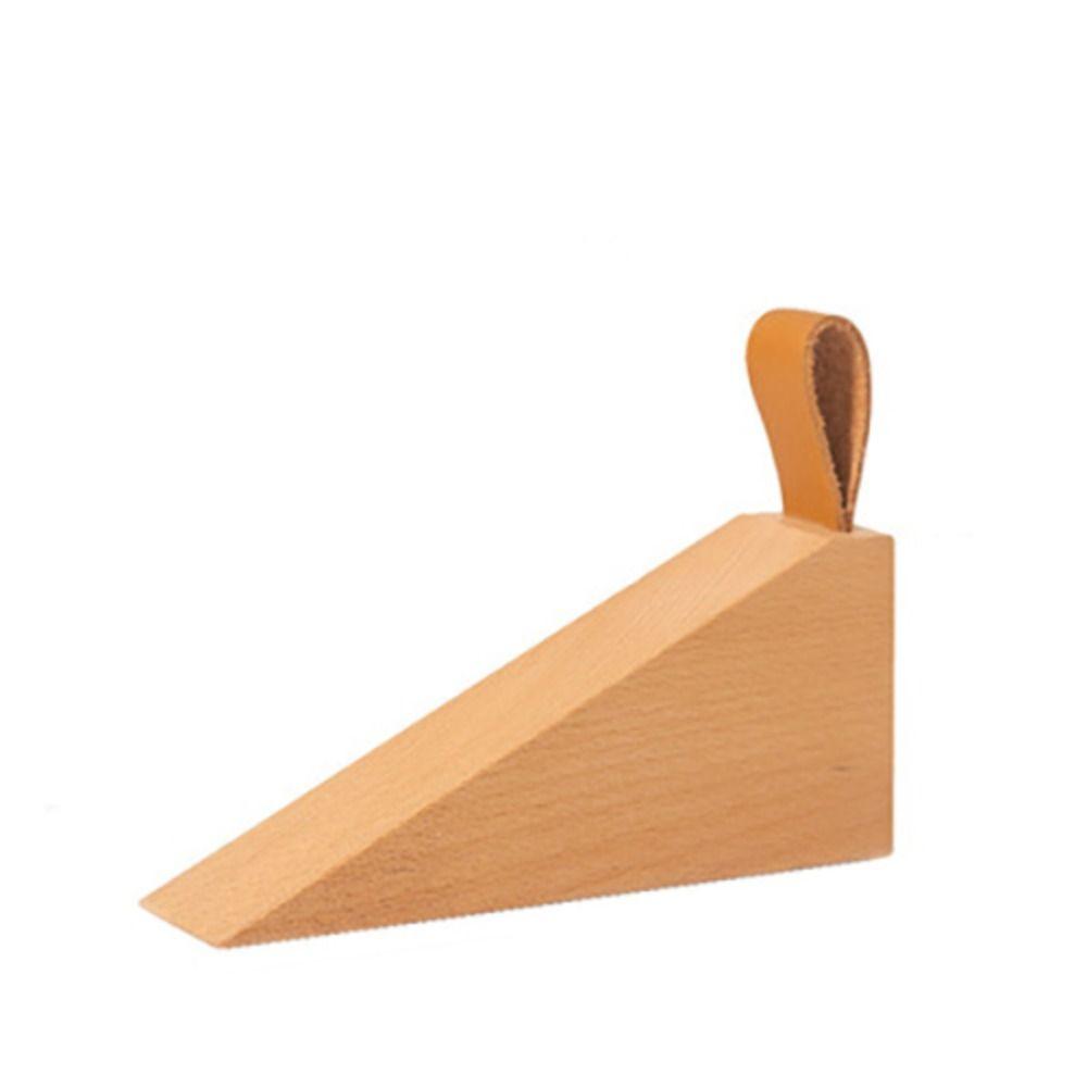 Leather Rope Anti-collision Nail-free Solid Wood Door Stopper Baby Protect Wedge