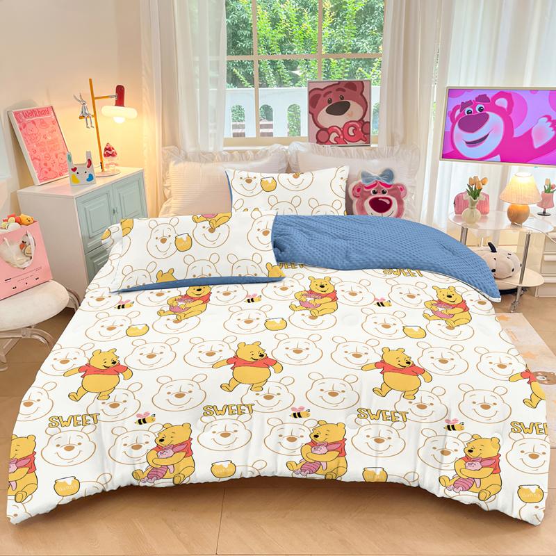 

1 Мультяшный Милый Плед с Принтом Винни, Спальня с Плюшевым Толстым Наполнителем, Постельные Принадлежности (Без наволочки) 150x200cm
